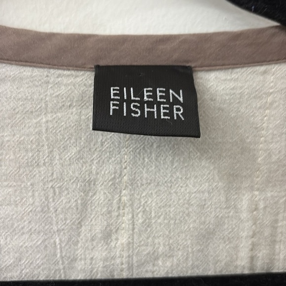 Eileen Fisher Brown open Cardigan - large - long length - cotton/linen blend - Picture 2 of 6